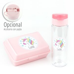Pack Botella 600ml + Cajita Porta Alimentos personalizadas