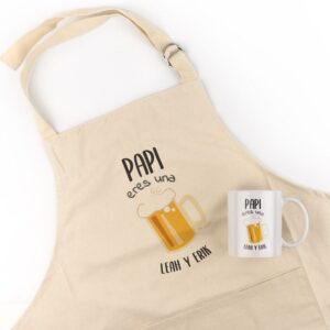 Pack delantal papá y taza personalizado