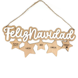 Cartel Navidad estrellas y nombre personalizado