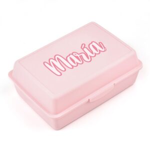 Cajita porta alimentos caligrafía personalizada