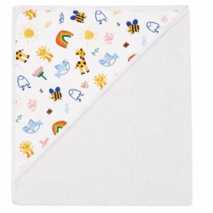 Colección de capas de baño para bebé personalizadas con capucha, disponibles en varios estampados para niño y niña, confeccionadas en algodón de alta calidad